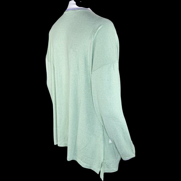 Cuddl Duds Women's Open Front Cardigan Sweater Green Medium Long Sleeve Pockets - Picture 5 of 14